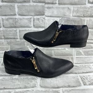 FRANCO SARTO KRISTOF Women's Size 8 Black Leather Zip Short Ankle Booties